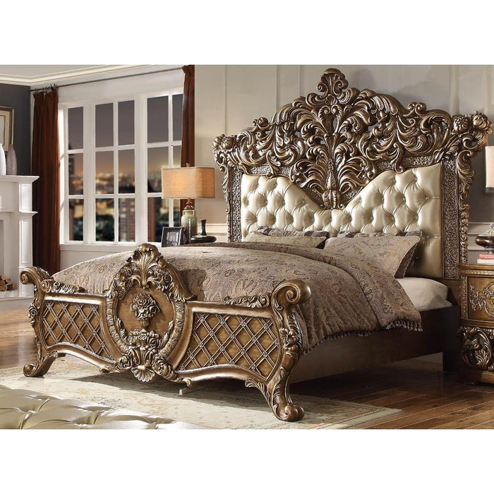 Homey Design Antique Gold & Brown Bedroom Set Traditional - HD-8018