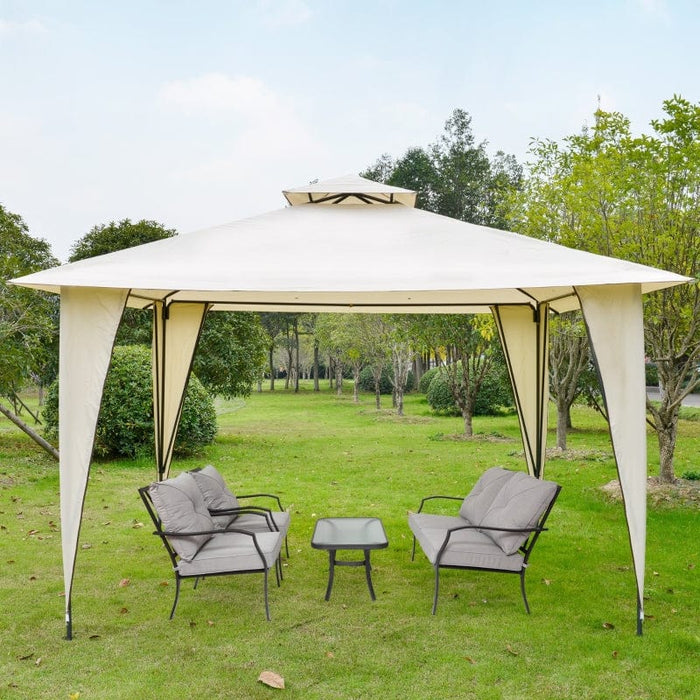Outsunny 12' x 12' Outdoor Canopy Tent Party Gazebo with Double-Tier Roof - 84C-183BG