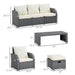 Outsunny 6-Piece Outdoor Rattan Patio Sectional Sofa Set - 860-105V02