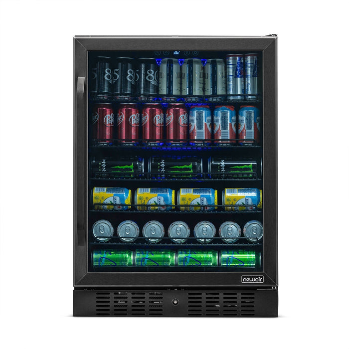 Newair - 24” 177 Can Built-in Beverage Center in Black Stainless Steel NBC177BS00