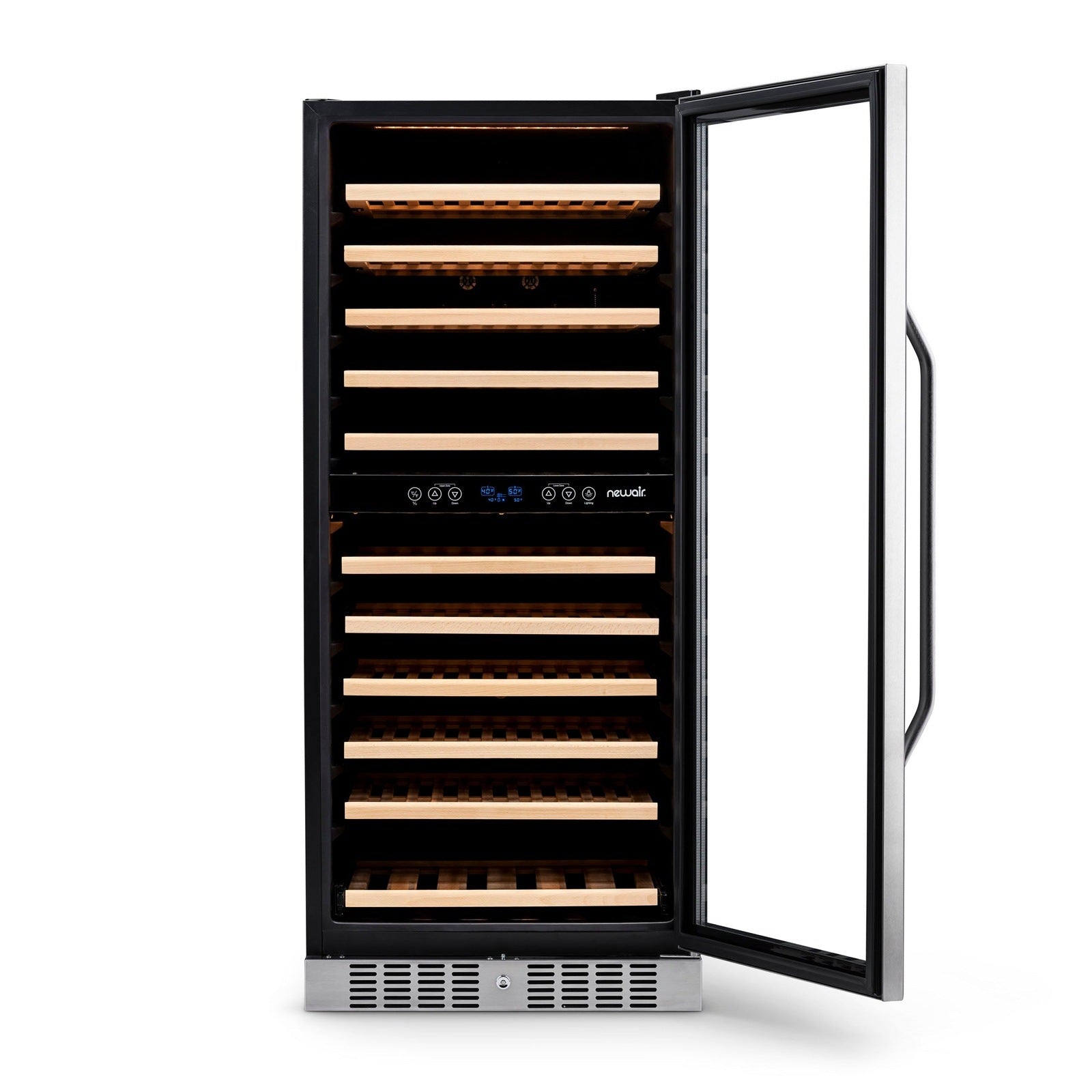 Newair - 27” 116-Bottle Dual-Zone Built-in Stainless Steel Wine Cooler AWR-1160DB