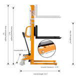 Apollolift Manual Pallet Stacker Adjustable Forks 1100lbs Cap. 63" Lift Height A-3002 - Backyard Provider