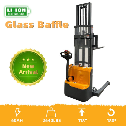 Apollolift Forklift Lithium Battery Full Electric Walkie Stacker 2640lbs Cap. Straddle Legs. 118" lifting A-3035 - Backyard Provider