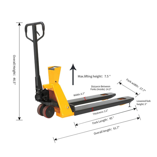 Apollolift Scale Pallet Jack 4400 lbs Cap. 45*27'' - A-1032 - Backyard Provider