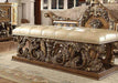 Homey Design Old World Tufted Bench Walnut Carved Wood Traditional - HD-BEN8018
