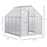 Outsunny 8' x 6' Aluminum Outdoor Greenhouse, Polycarbonate Walk-in Garden Greenhouse - 845-540V01SR