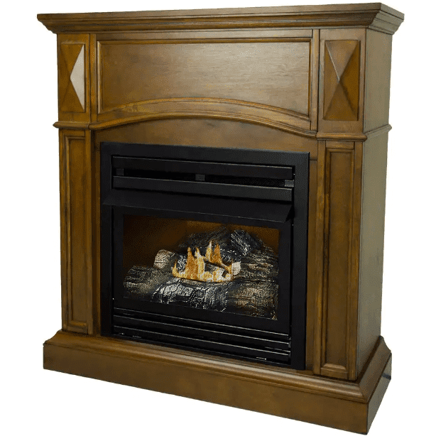 Pleasant Hearth 20,000 BTU 36 in. Compact Convertible Ventless Natural Gas Fireplace in Heritage New