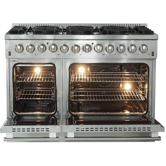 Forno Appliance Package - 48 Inch Dual Fuel Range, 60 Inch Refrigerator, Microwave Drawer, Dishwasher, AP-FFSGS6156-48-7