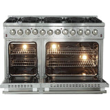 Forno 48 Inch Galiano Gas Burner and Electric Oven Range in Stainless Steel with 8 Italian Burners, FFSGS6156-48