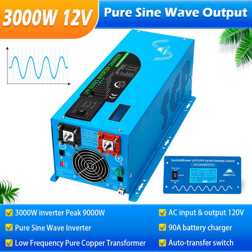 3000W DC 12V Pure Sine Wave Inverter With Charger - LFP3K12V120VSG