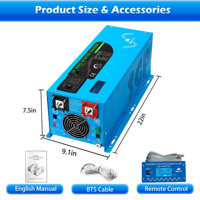 3000W DC 12V Pure Sine Wave Inverter With Charger - LFP3K12V120VSG