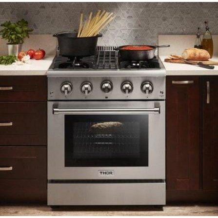 Thor Kitchen 30 in. Propane Gas Burner/Electric Oven Range in Stainless Steel, HRD3088ULP