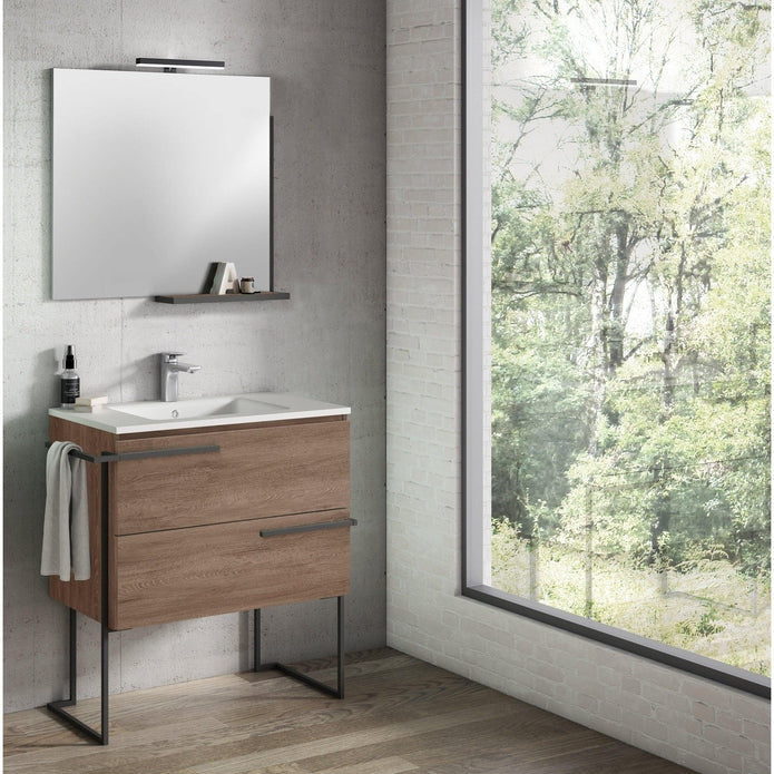 Lucena Bath Scala 24" Single Sink Vanity with Legs and Towel Bar in Abedul, White or Tera.