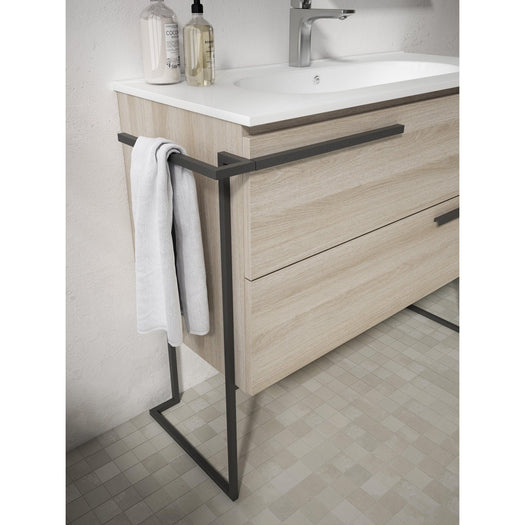 Lucena Bath Scala 32" Floating Vanity with Legs and Towel Bar in Abedul, White or Tera.