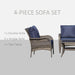 Outsunny 4-Piece Outdoor Wicker Sofa Set, Outdoor PE Rattan Conversation Furniture - 860-159BU