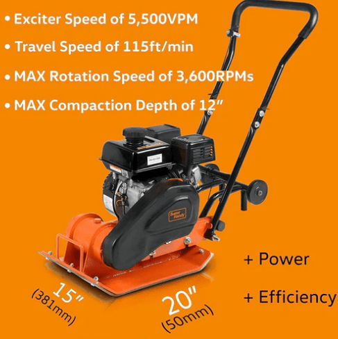 Super Handy GUO039 7HP 4200 lb. Compact Force 20" x 15" Plate Compactor New