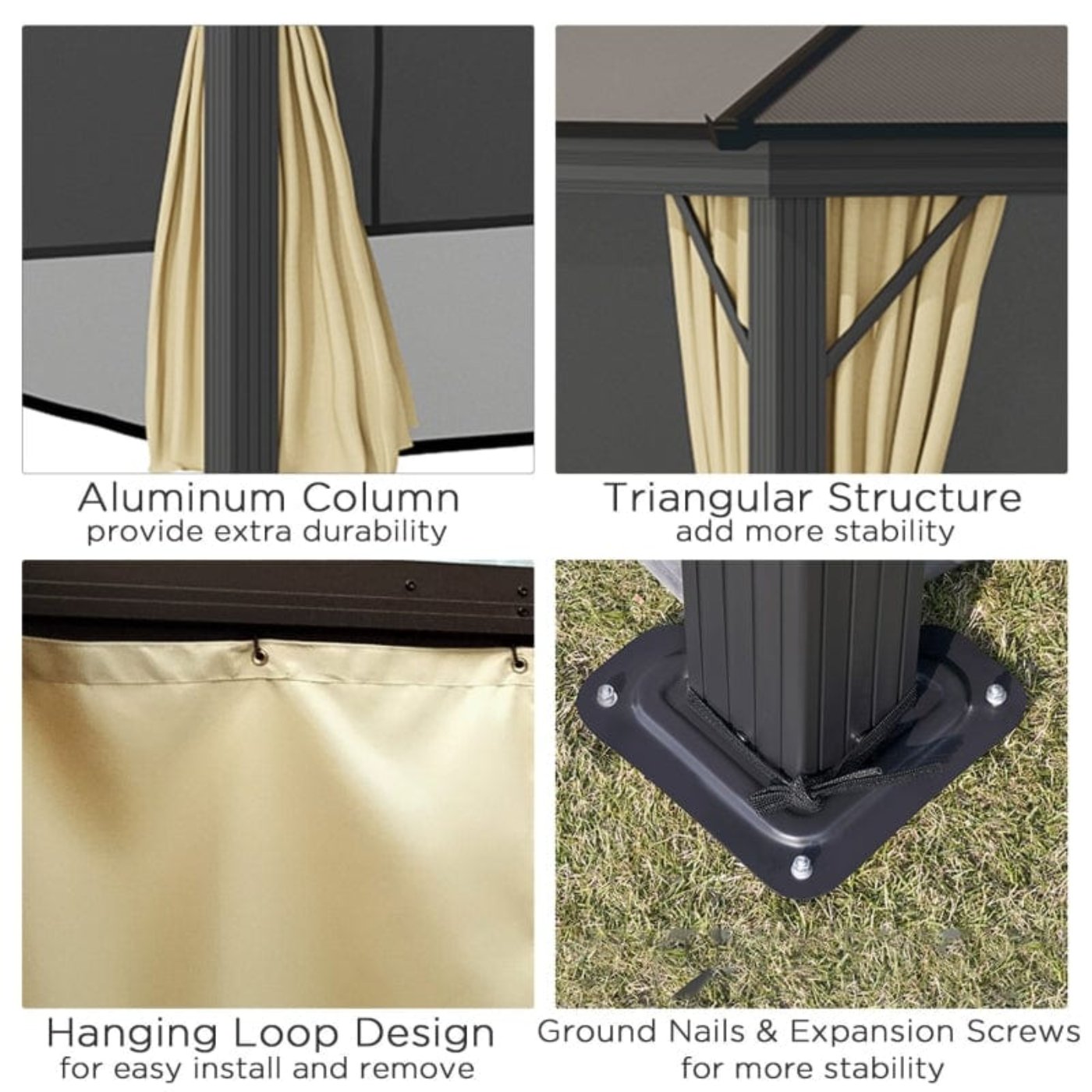 Outsunny 11x15 Hardtop Gazebo with Aluminum Frame, Polycarbonate Gazebo Canopy - 84C-268