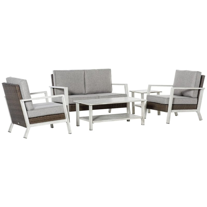 Outsunny 5 Piece Patio Wicker Sectional Conversation Sets - 860-246
