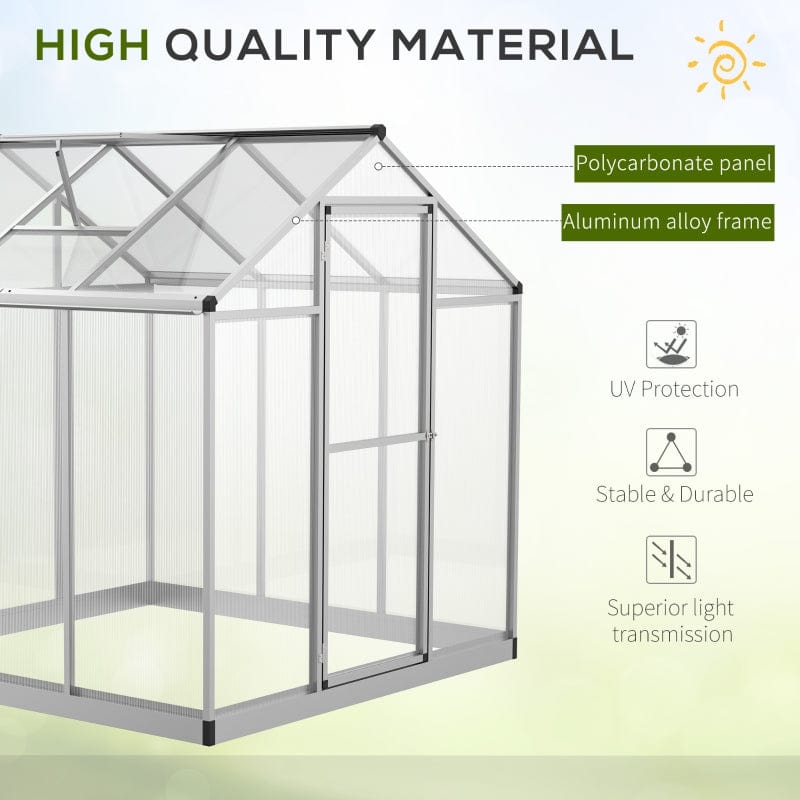 Outsunny 6' L x 6' W Walk-In Polycarbonate Winter Greenhouse - 845-243