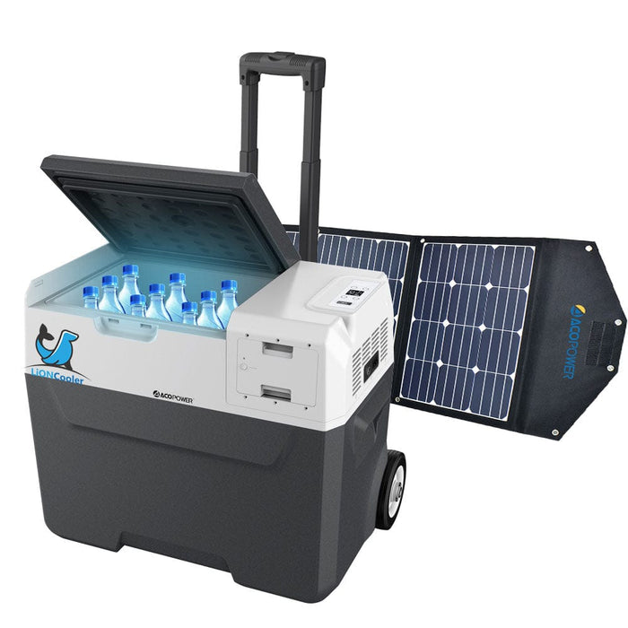 ACOPOWER LiONCooler Combo, X40A Portable Solar Fridge/Freezer 42 Quarts and 90W Solar Panel - HY-COMBO-X40A+90W