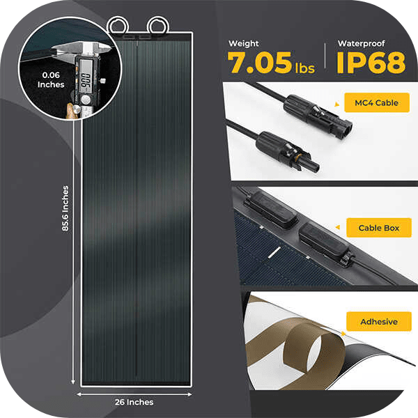 BougeRV Yuma 200W CIGS Thin-film Flexible Solar Panel with Tape | ISE138 - Backyard Provider