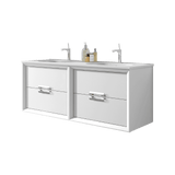 Lucena Bath 48" Décor Tirador Double Floating Vanity in White, Black, Gray or White and Silver. - Backyard Provider