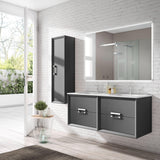 Lucena Bath 48" Décor Tirador Double Floating Vanity in White, Black, Gray or White and Silver. - Backyard Provider