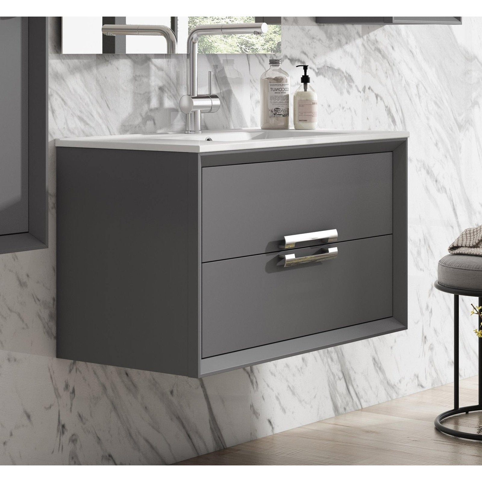 Lucena Bath 24" Décor Tirador Vanity in White, Black, Gray or White and Silver. - Backyard Provider