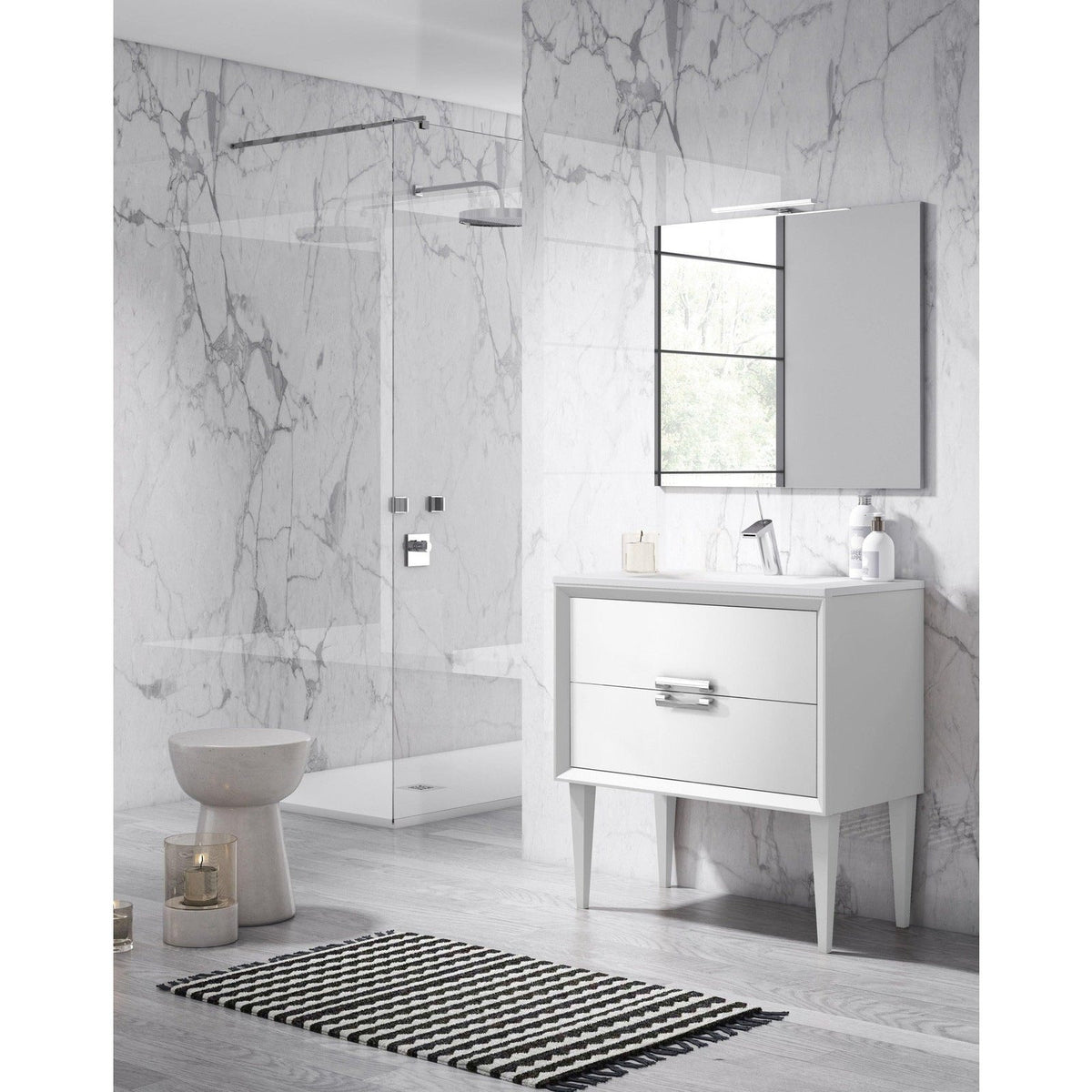 Lucena Bath 32" Décor Tirador  Freestanding Vanity in White, Black, Gray or White and Silver. - Backyard Provider