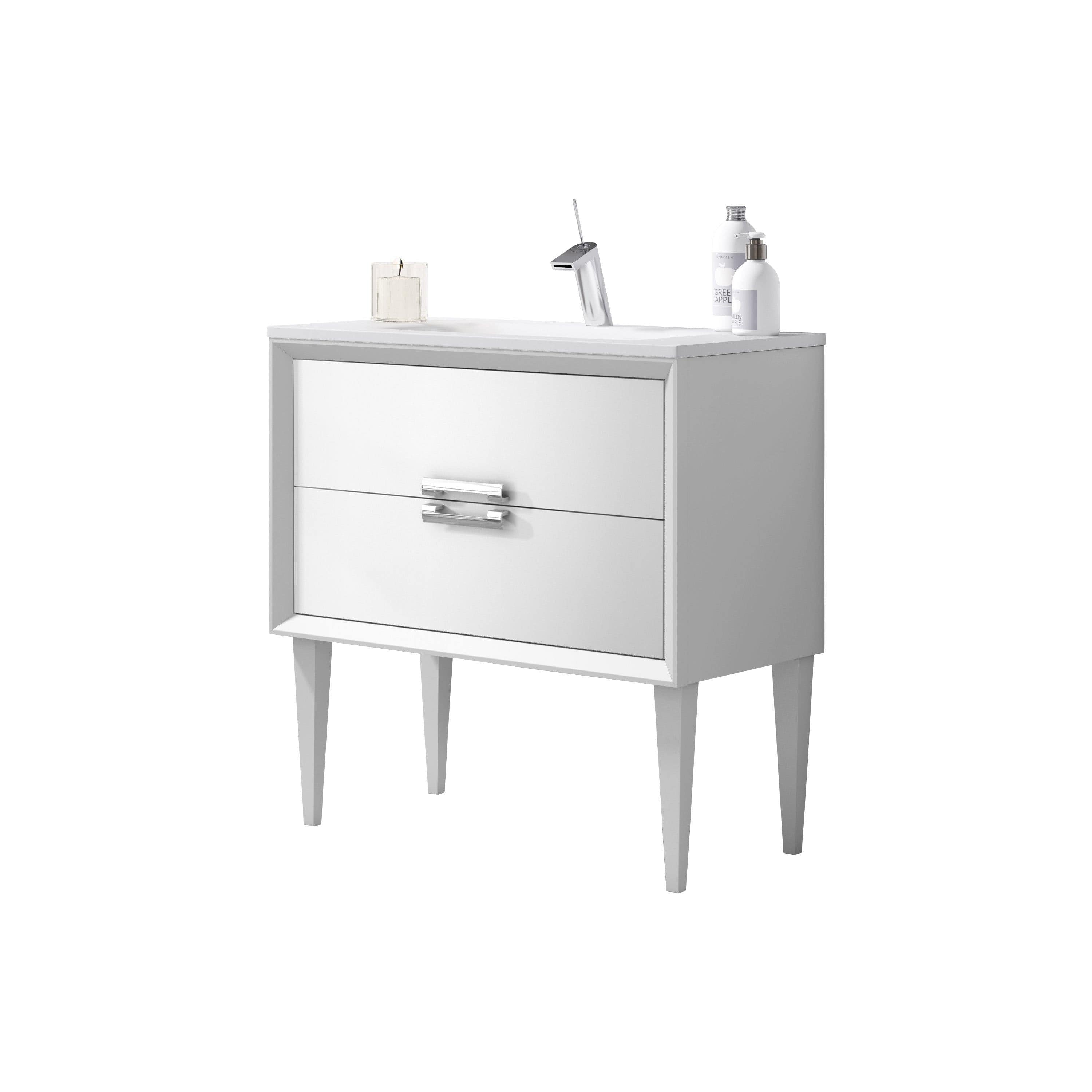 Lucena Bath 24" Décor Tirador Freestanding Vanity in White, Black, Gray or White and Silver. - Backyard Provider