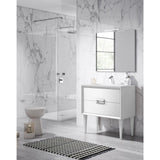 Lucena Bath 40" Décor Tirador Freestanding Vanity in Whit / Black / Grey - Backyard Provider