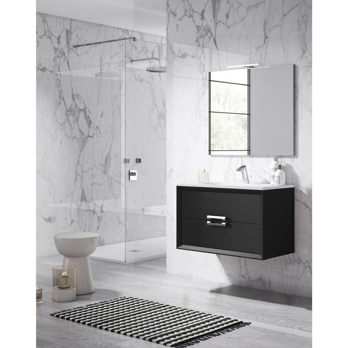 Lucena Bath 32" Décor Tirador Floating Vanity in White, Black, Gray or White and Silver. - Backyard Provider