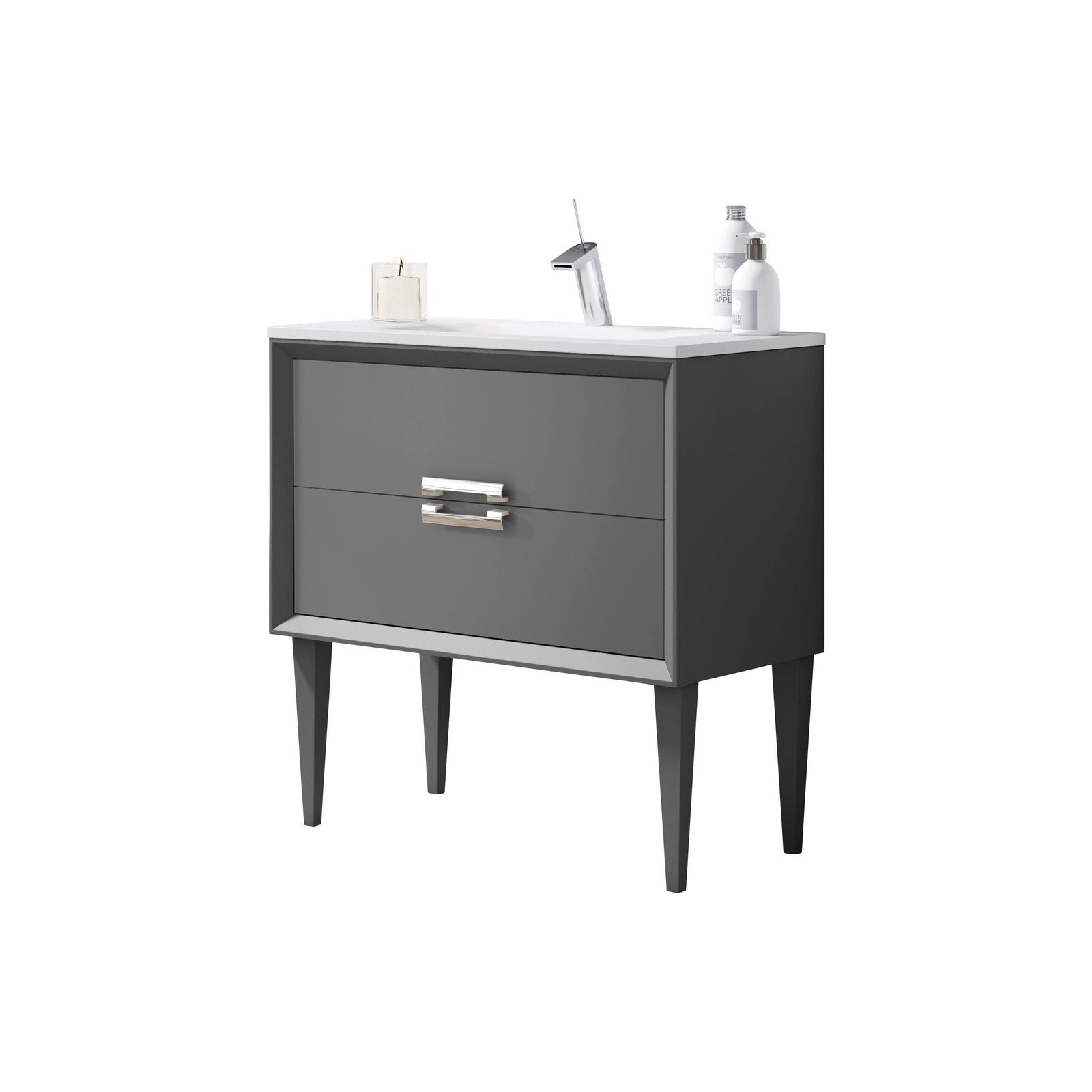 Lucena Bath 24" Décor Tirador Freestanding Vanity in White, Black, Gray or White and Silver. - Backyard Provider