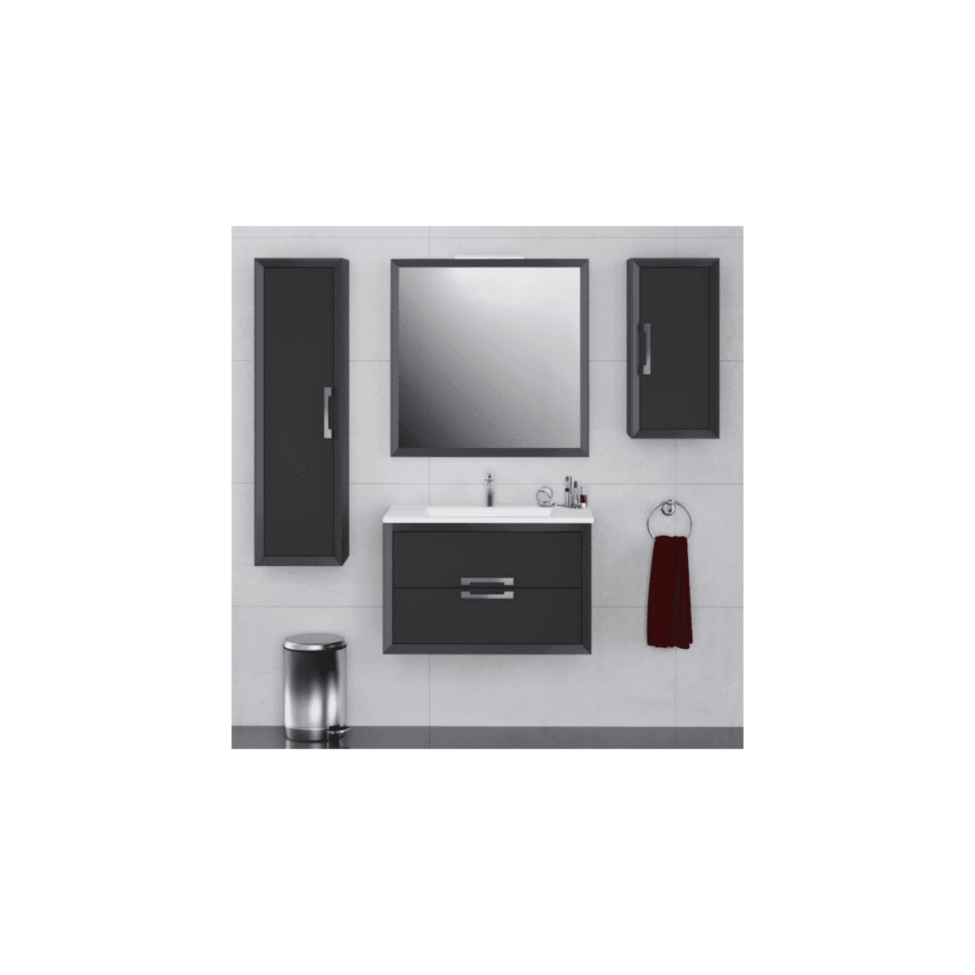 Lucena Bath 40" Décor Tirador Floating Vanity in White, Black, Gray or White and Silver. - Backyard Provider