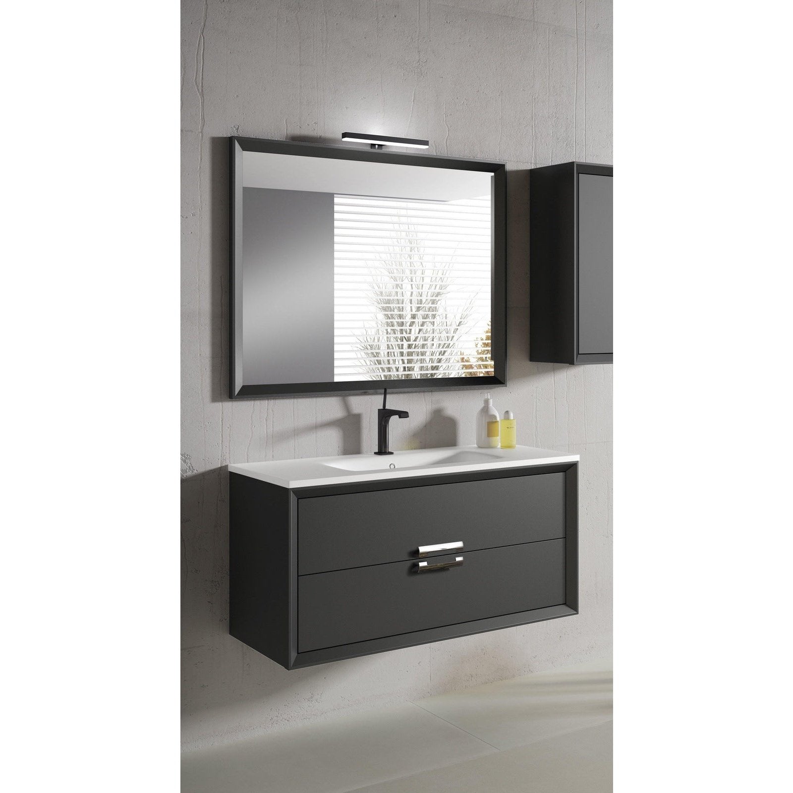 Lucena Bath 40" Décor Tirador Floating Vanity in White, Black, Gray or White and Silver. - Backyard Provider