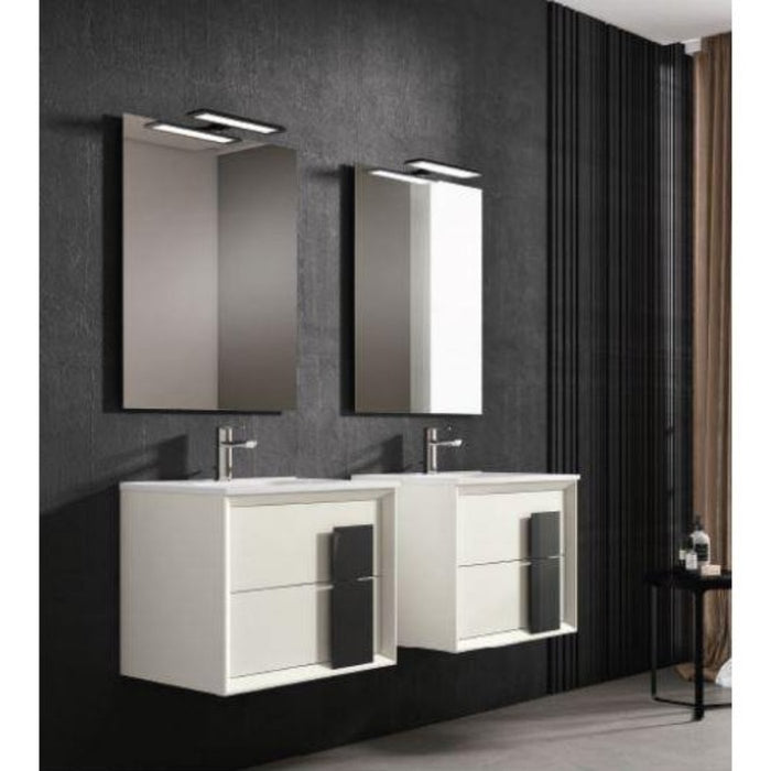 Lucena Bath 64" Décor Cristal Double Floating Vanity in White / Black / Grey - Backyard Provider