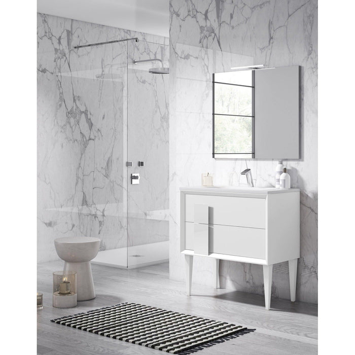 Lucena Bath Décor Cristal 24" Freestanding Bathroom Vanity in White/Black or Grey and glass handle - Backyard Provider