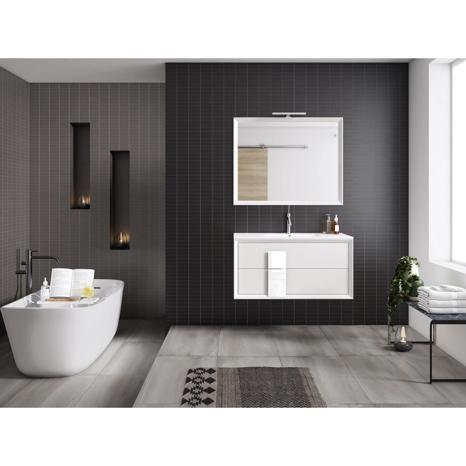 Lucena Bath Décor Cristal 32" Bathroom Vanity in White, Black, Grey, White and Black, White and Grey or Black and Grey - Backyard Provider