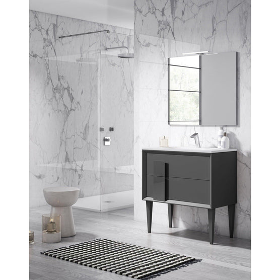 Lucena Bath 32" Décor Cristal Freestanding Vanity in White/Black/Grey and glass handle - Backyard Provider