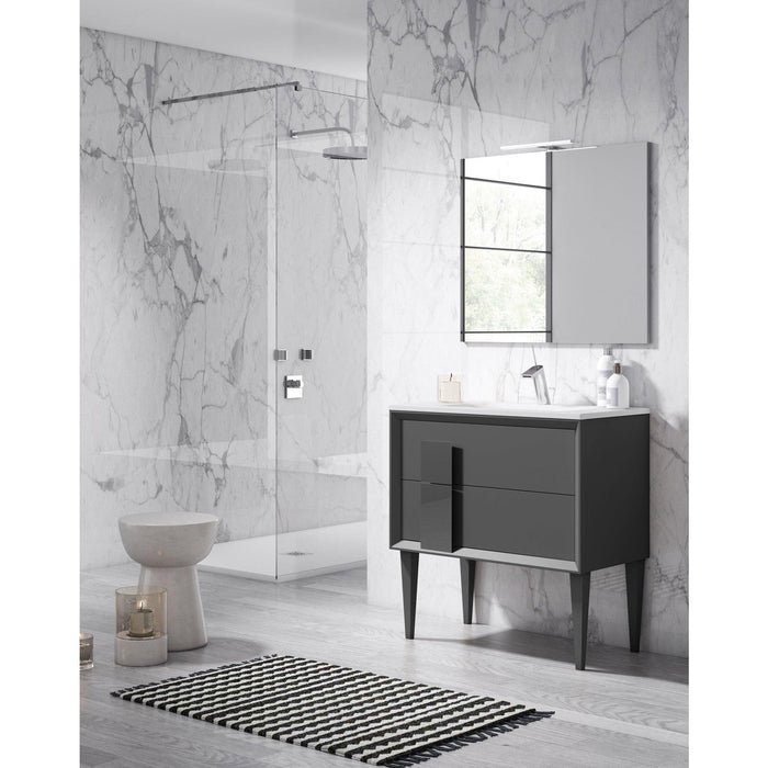 Lucena Bath Décor Cristal 24" Freestanding Bathroom Vanity in White/Black or Grey and glass handle - Backyard Provider