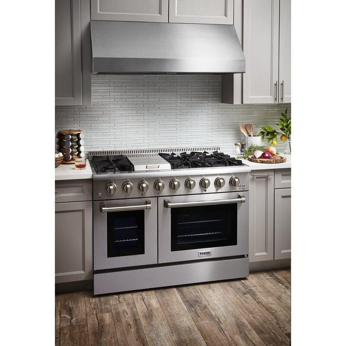 Thor Kitchen 48 in. Natural Gas Burner, Electric Oven 6.7 cu. ft. Range in Stainless Steel - HRD4803U