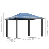 Outsunny 10x12 Hardtop Gazebo with Metal Frame, Polycarbonate Gazebo - 84C-069