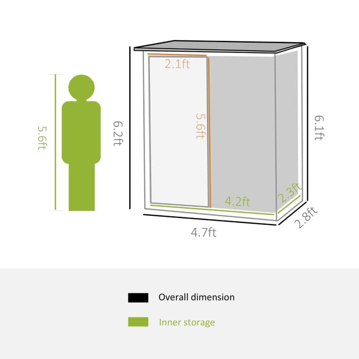 Outsunny 4.5' x 3' x 6' Outdoor Storage Shed - 845-328V01GY