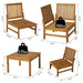 Outsunny 6 Piece Acacia Wood L Shaped Sectional Patio Sofa Furniture Set - 84B-337