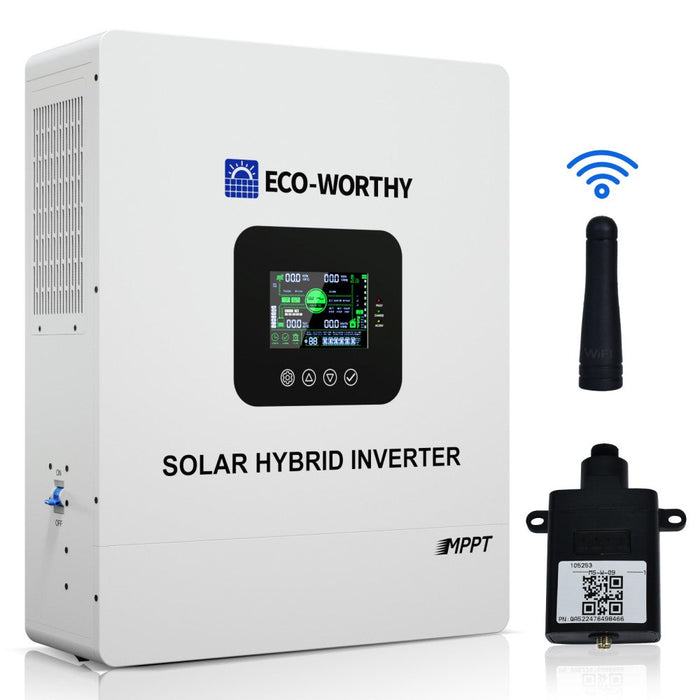 Eco-Worthy 5000W Solar Hybrid Inverter Charger 48V DC to 120V-240V AC Split Phase Power Inverter
