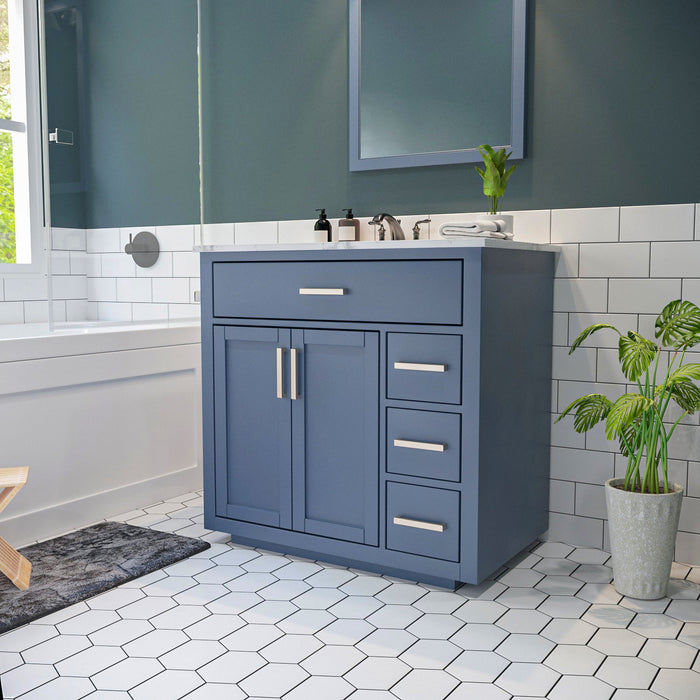 Altair Designs Ivy 36" Single Bathroom Vanity Set with Carrara White Marble Countertop - 531036-WH-CA-NM - Backyard Provider