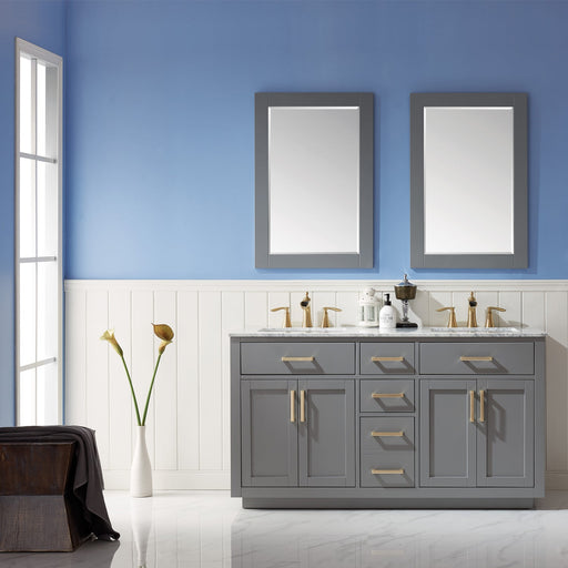 Altair Designs Ivy 60" Double Bathroom Vanity Set with Carrara White Marble Countertop - 531060-WH-CA-NM - Backyard Provider