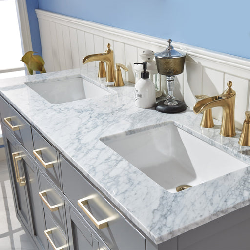 Altair Designs Ivy 60" Double Bathroom Vanity Set with Carrara White Marble Countertop - 531060-WH-CA-NM - Backyard Provider