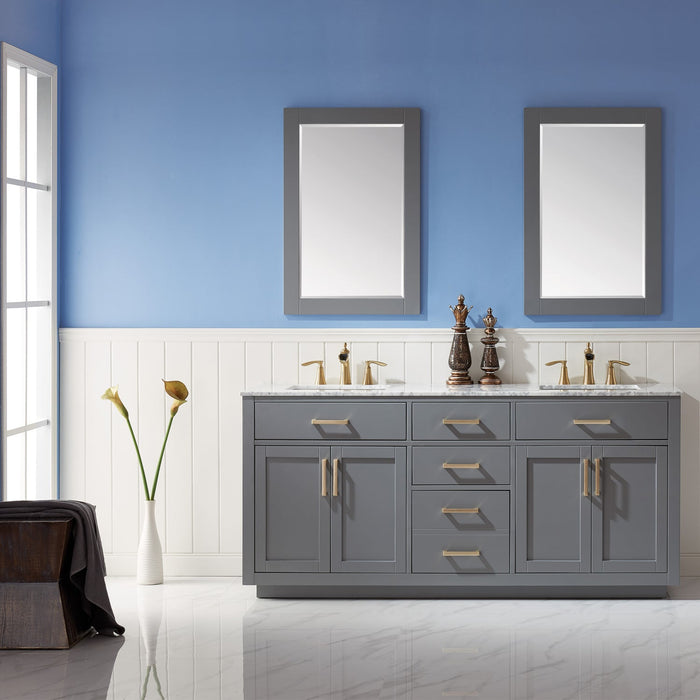 Altair Designs Ivy 72" Double Bathroom Vanity Set with Carrara White Marble Countertop - 531072-WH-CA-NM - Backyard Provider