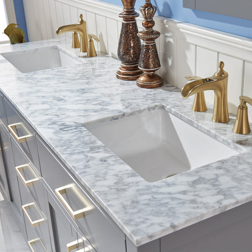 Altair Designs Ivy 72" Double Bathroom Vanity Set with Carrara White Marble Countertop - 531072-WH-CA-NM - Backyard Provider